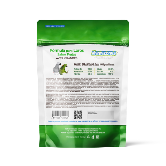 Fórmula Croquetas Para Loros Psitacidos Y Guacamayas (Aves Grandes)