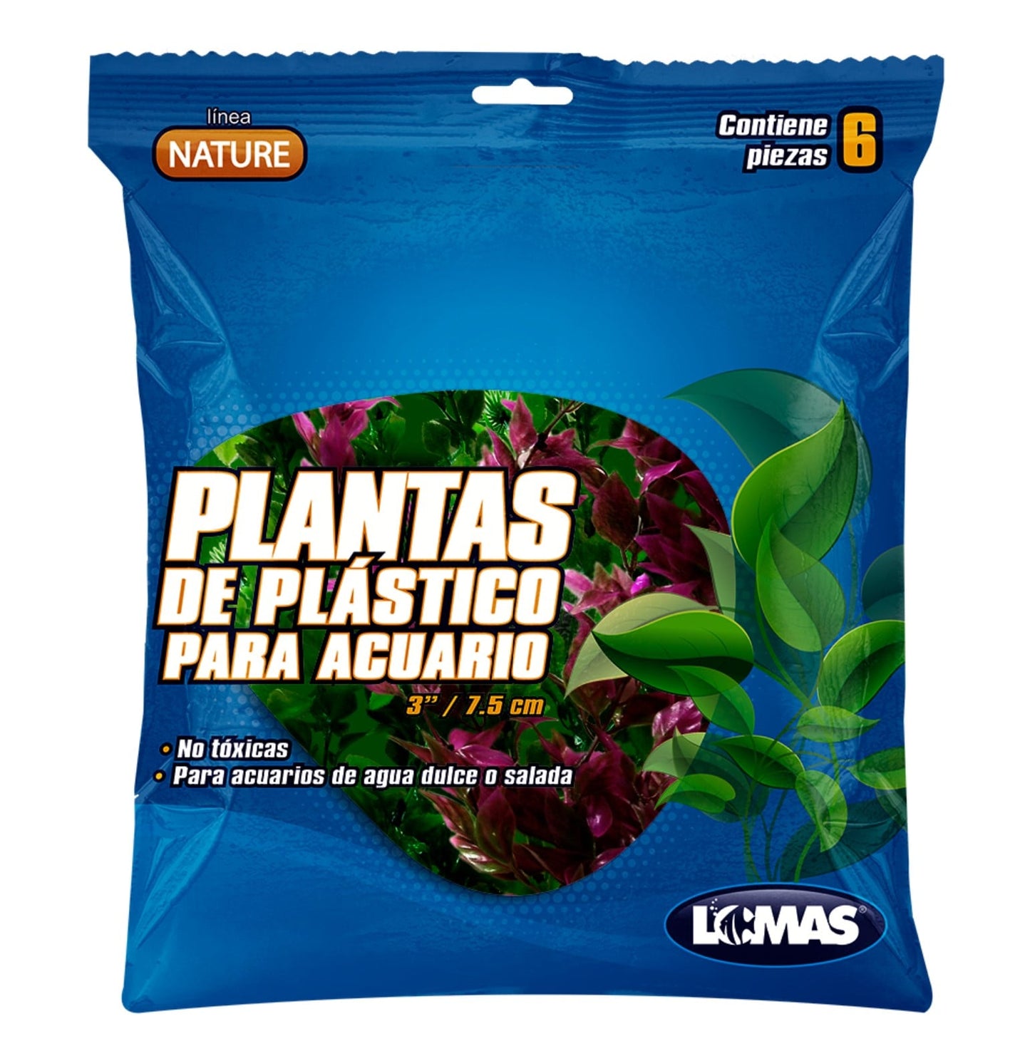PLANTA P/ACUARIO 7.5 CM - 6 PZ