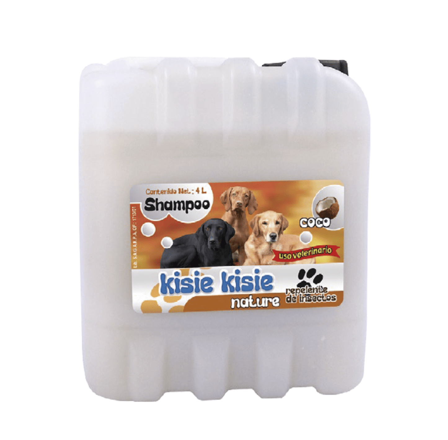 Shampoo Kisie Kisie Repelente Durazno, Coco, Azul, herbal 4 L Alamazonas