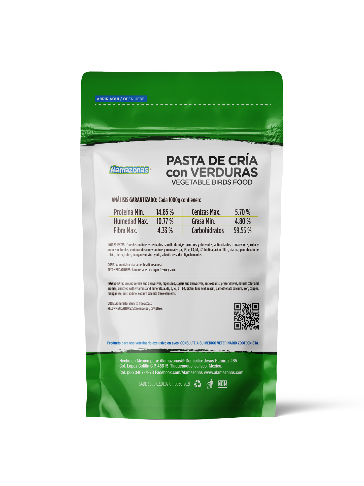 Pasta De Cría con Verduras