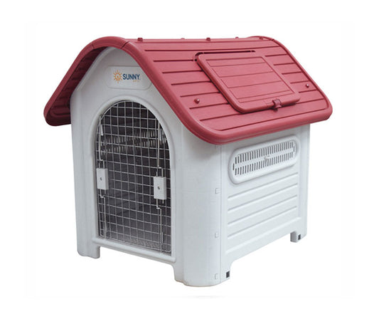 Casa Importada Para Perro Alamazonas C/Teja (Techo Rojo, Verde, Azul) 87 X 72 X 75cm Puerta Metalica Incluida