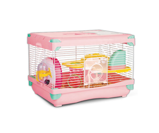 Jaula Plastica P/Hamster Alamazonas Hamster Land Importada (Rosa) 1 Piso 36.0x27.0x25.0