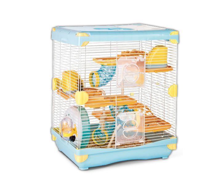 Jaula Plastica P/Hamster Alamazonas Hamster Land Importada (Azul) 2 Pisos 36.0x27.0x42.5