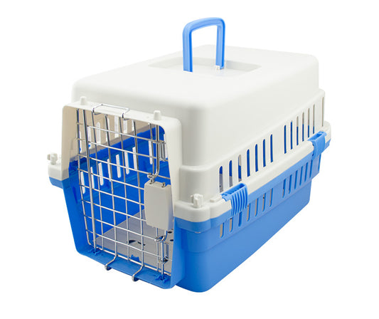 Transportadora Economica P/Perro Alamazonas Importada Color Azul Cielo 1 Puerta 50 X 34 X 32cm C/Tapete