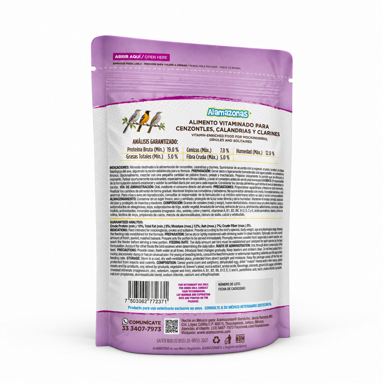 Alimento Vitaminado para Cenzontles, Calandrias y Clarines