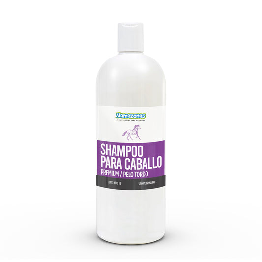 Shampoo para Caballo Premium Pelo Tordo 1lt (capa torda) Equinos Alamazonas Ya que el caballo blanco tiende a crear manchas amarillas en crines, capa y colas. Este shampoo nos va a quitar las manchas amarillentas conforme se vaya bañando el caballo, dándonos un blanco perla. Abundante espuma y sumamente rendidor.