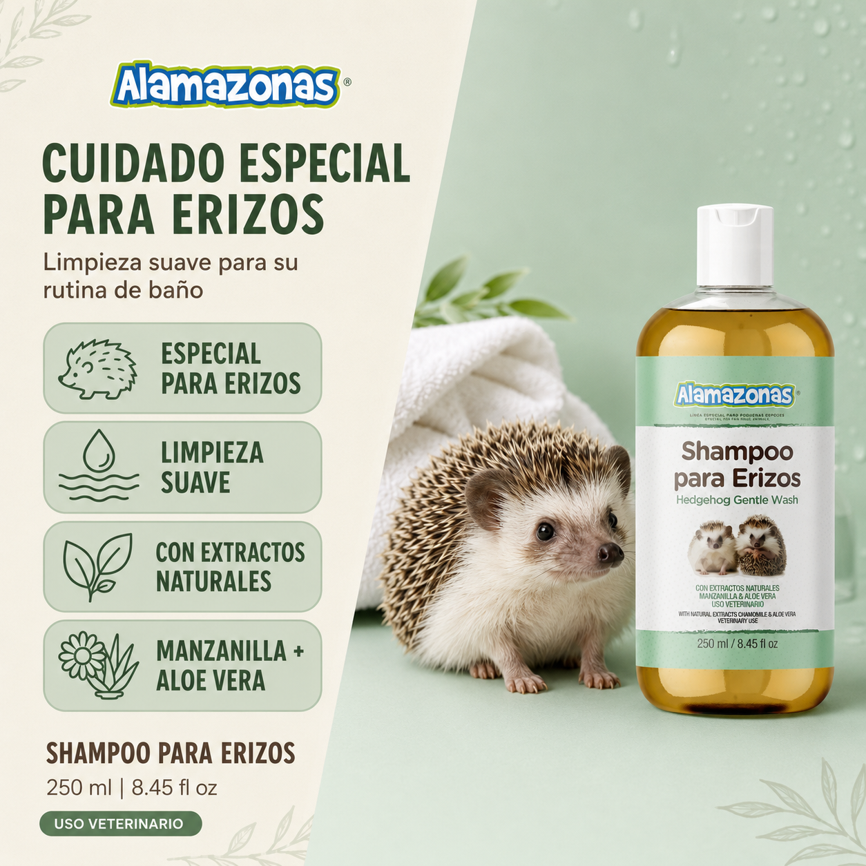 Shampoo para Erizo Manzanilla Hedgehog Gentle Wash