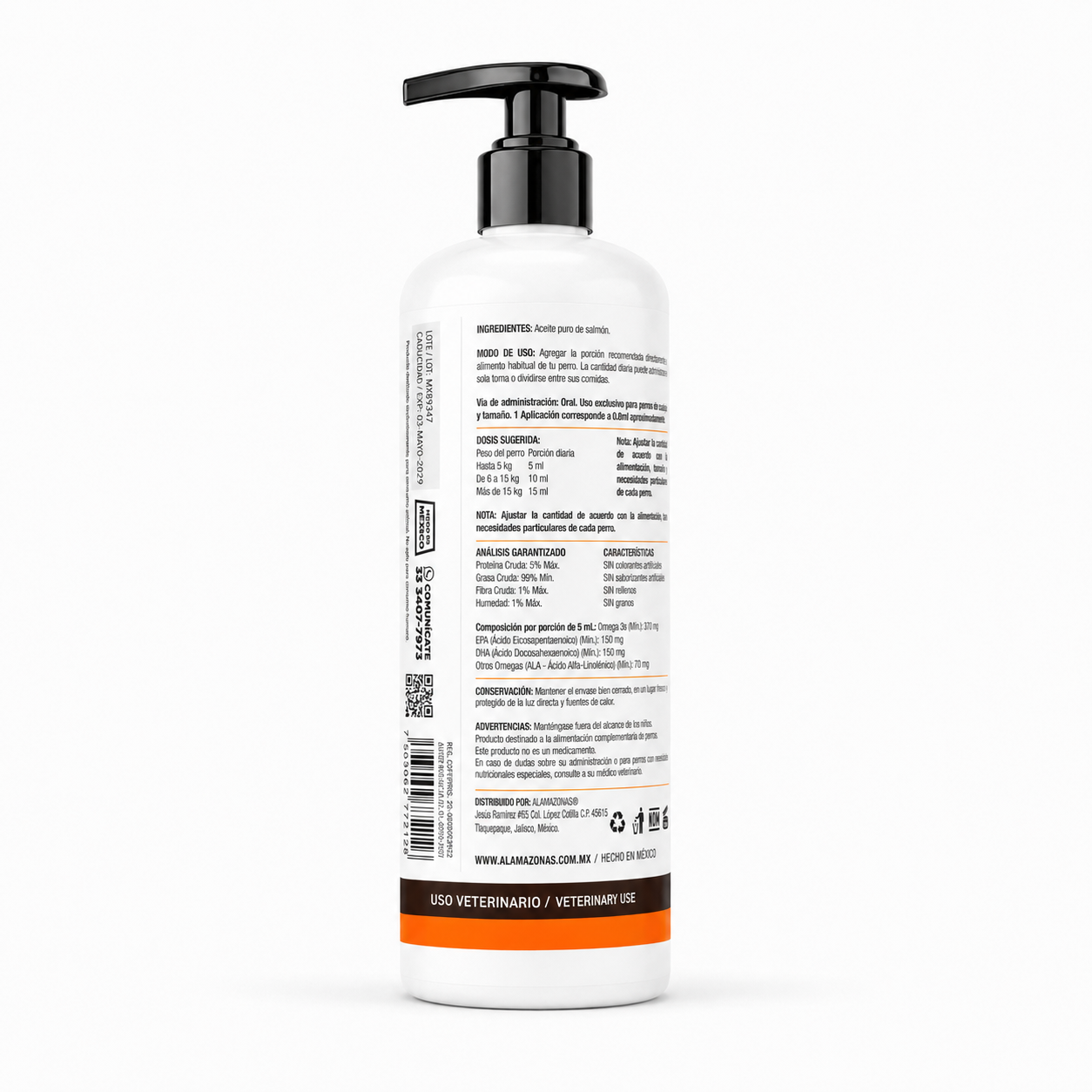 Aceite de Salmón para Perros y Gatos Piel y Pelaje con Omega 3 6 y 9 EPA & DHA