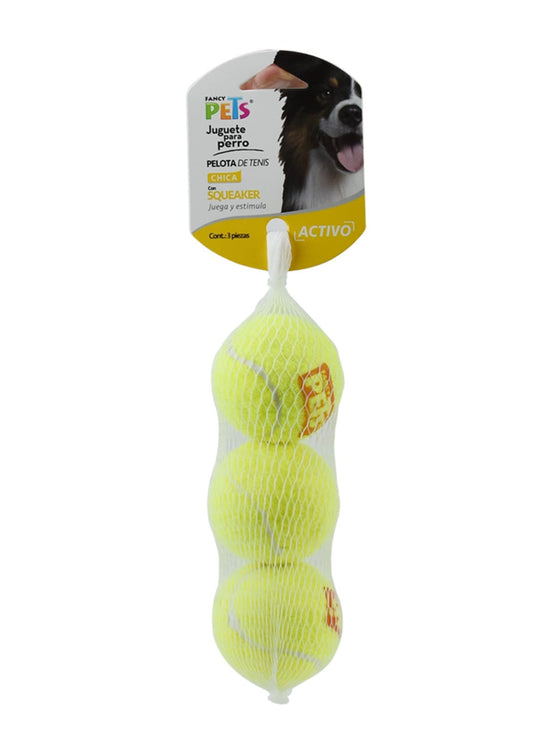 JUGUETE PELOTA MEDIANA DE TENIS C/SQUEAKER - 3 PZ