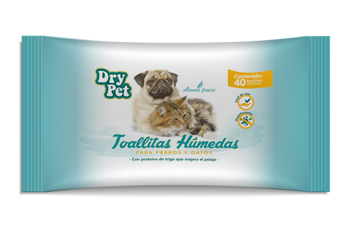 TOALLITAS HUMEDAS PARA PERRO Y GATO - 40 PZ