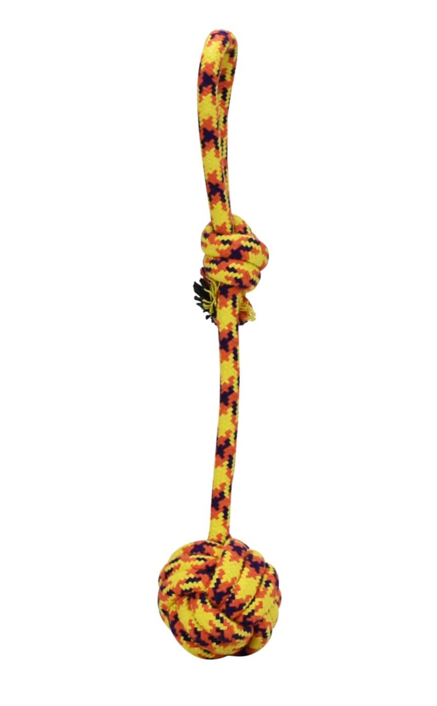 JUGUETE BOLA DE CUERDA TEJIDA C/JALADERA PAL THREAD