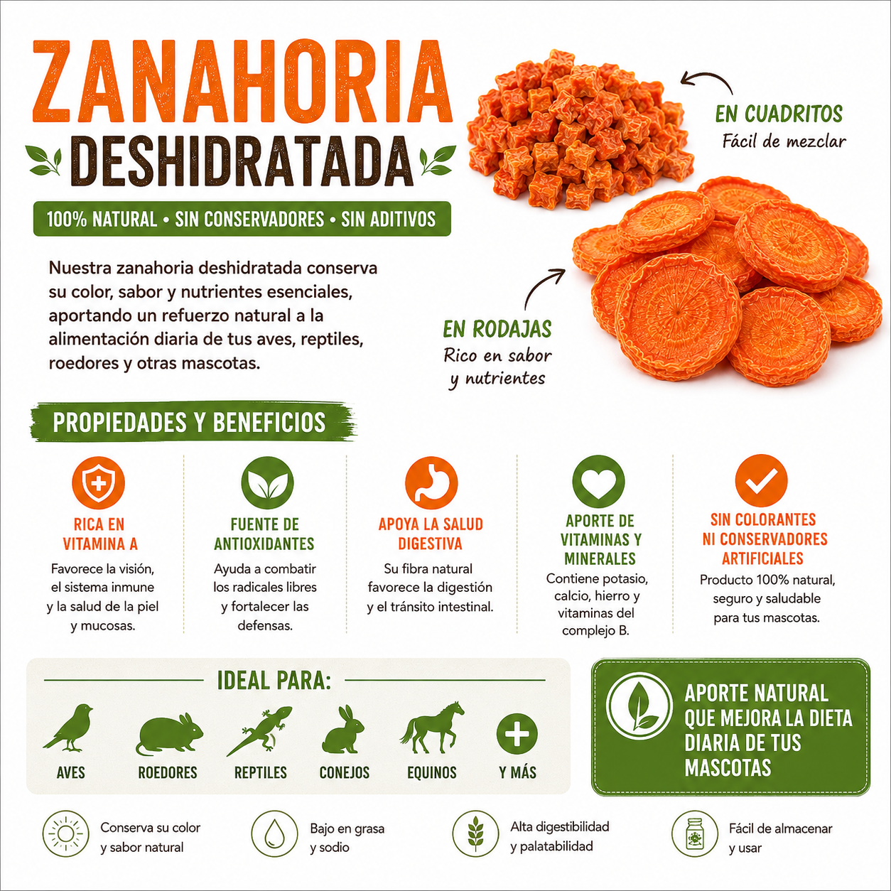 Zanahoria Deshidratada Snak Premio 100% Natural