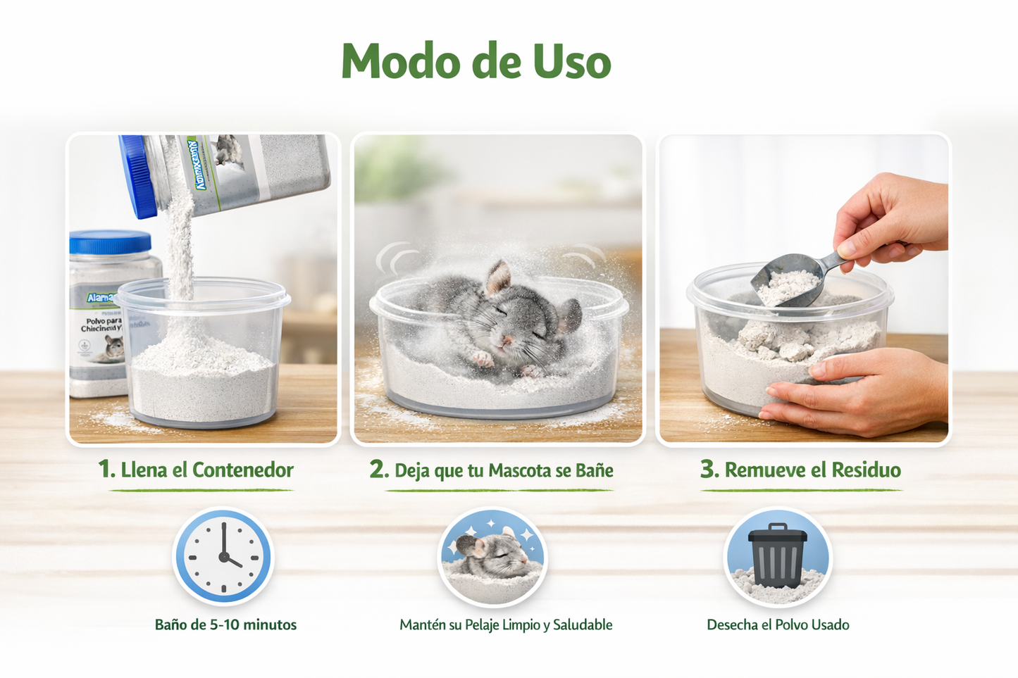 Polvo para Baño de Chinchillas y Roedores