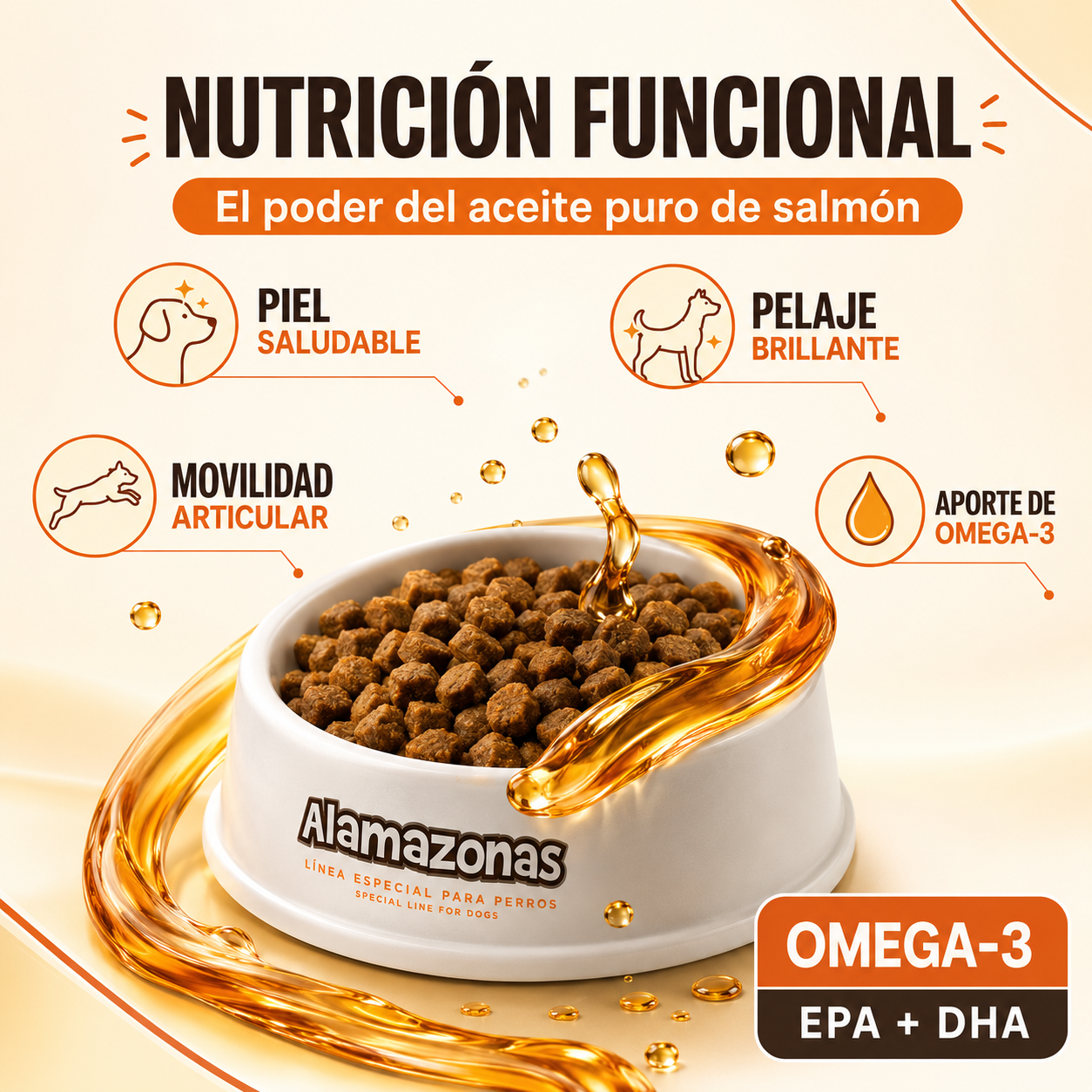 Aceite de Salmón para Perros y Gatos Piel y Pelaje con Omega 3 6 y 9 EPA & DHA