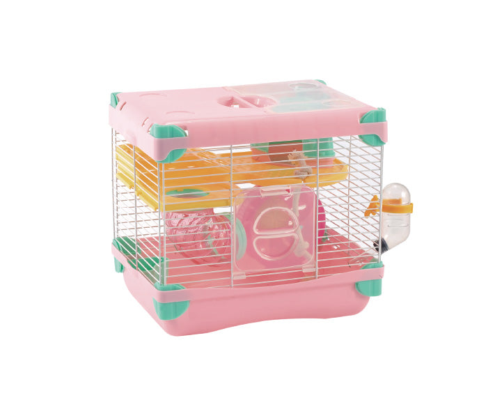Jaula Plastica P/Hamster Alamazonas Hamster Land Importada (Rosa) 1 Piso 27.7x20.5x25.0