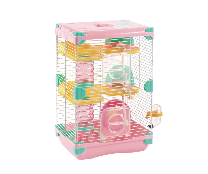 Jaula Plastica P/Hamster Alamazonas Hamster Land Importada (Rosa) 2 Pisos 27.7x20.5x42.5