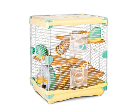 Jaula Plastica P/Hamster Alamazonas Hamster Land Importada (Amarillo) 2 Pisos 36.0x27.0x42.5