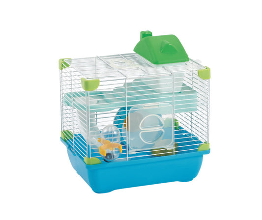 Jaula Plastica P/Hamster Alamazonas Hamster Land Importada (Azul-Verde) 28.9x22.2x30.1