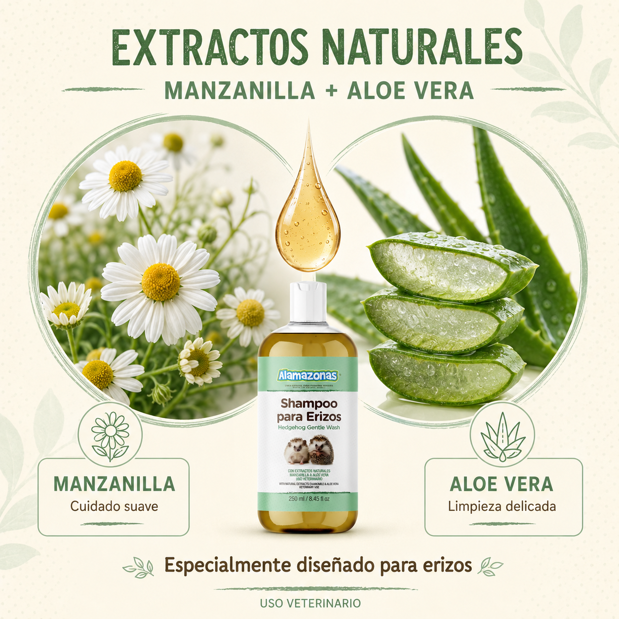 Shampoo para Erizo Manzanilla Hedgehog Gentle Wash