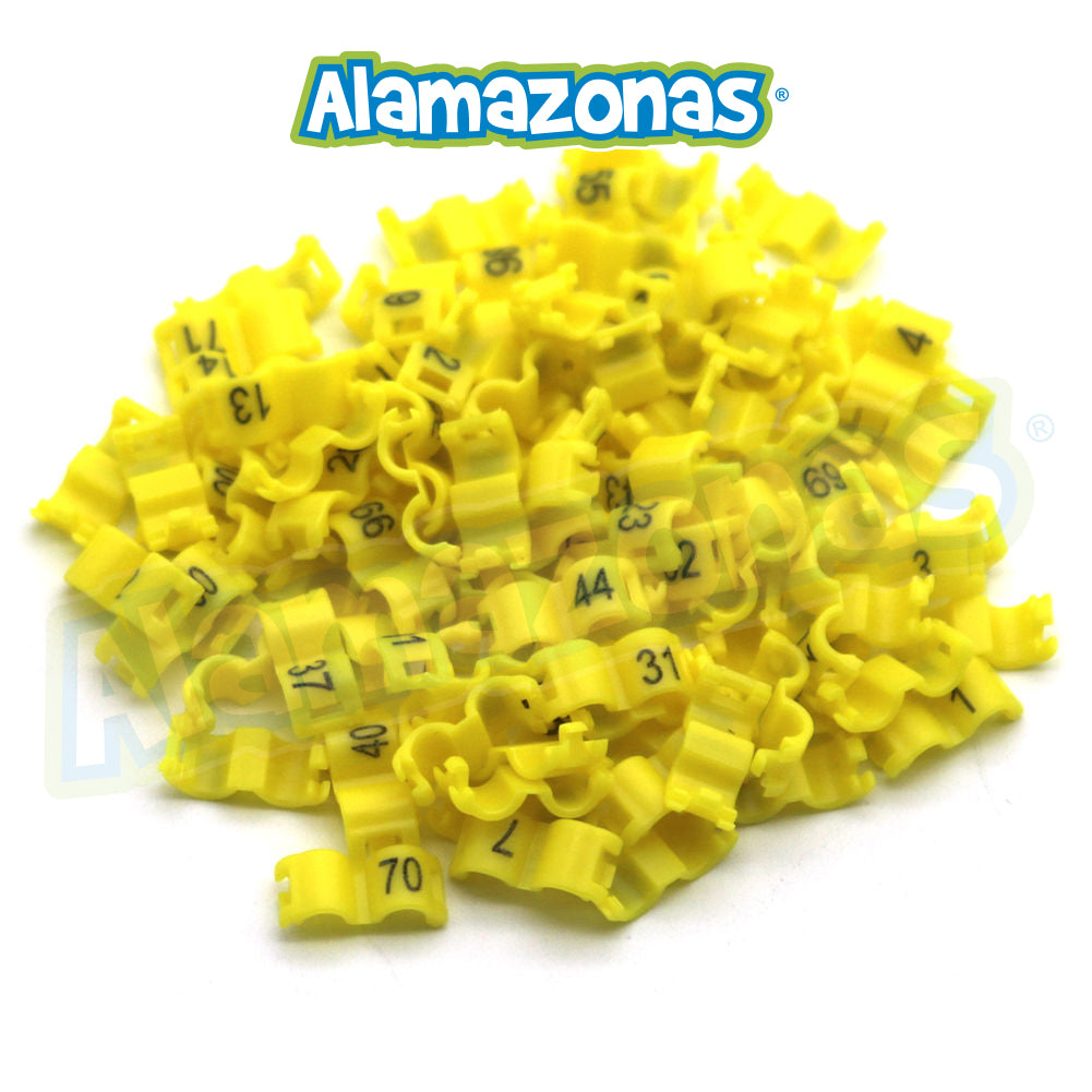 Anillos de Plástico Clip Númerado Kit de 100pzs